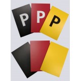 Schiedsrichterkarten 3er-Satz, 8cmx12cmx3mm (rot/gelb/schwarz)